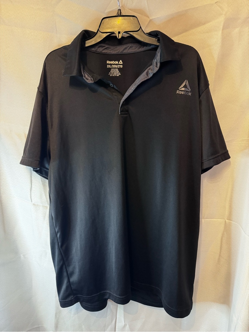 Reebok Black Short-Sleeve Polo with Chest Logo